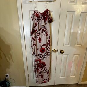 Sachin + Babi Asymmetrical Dress in Red Floral on White